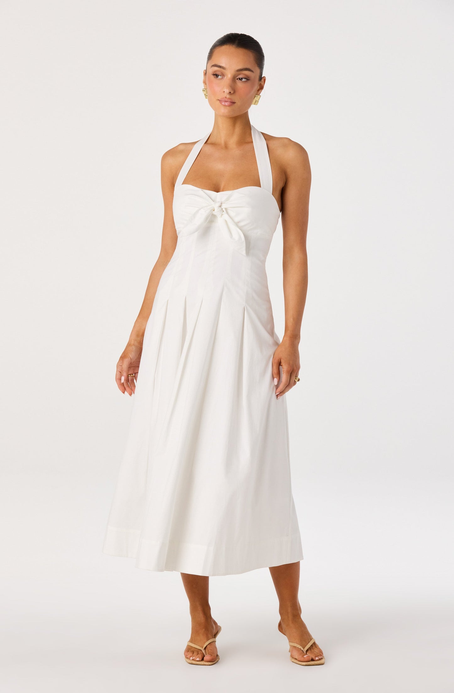 Janae Pleated Halter Midi Dress
