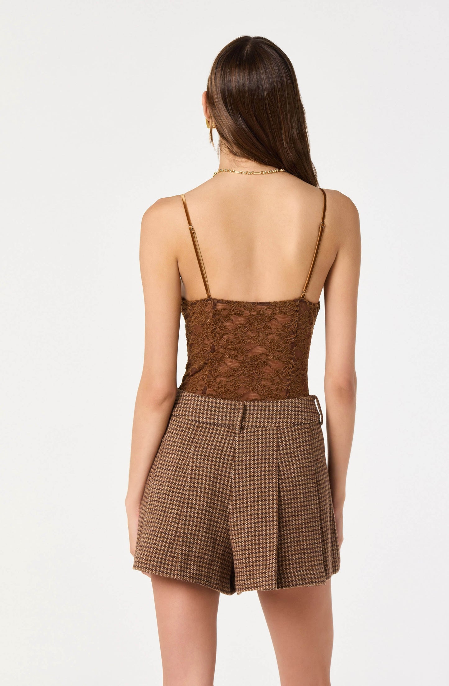 Plaid pleated Flared Shorts