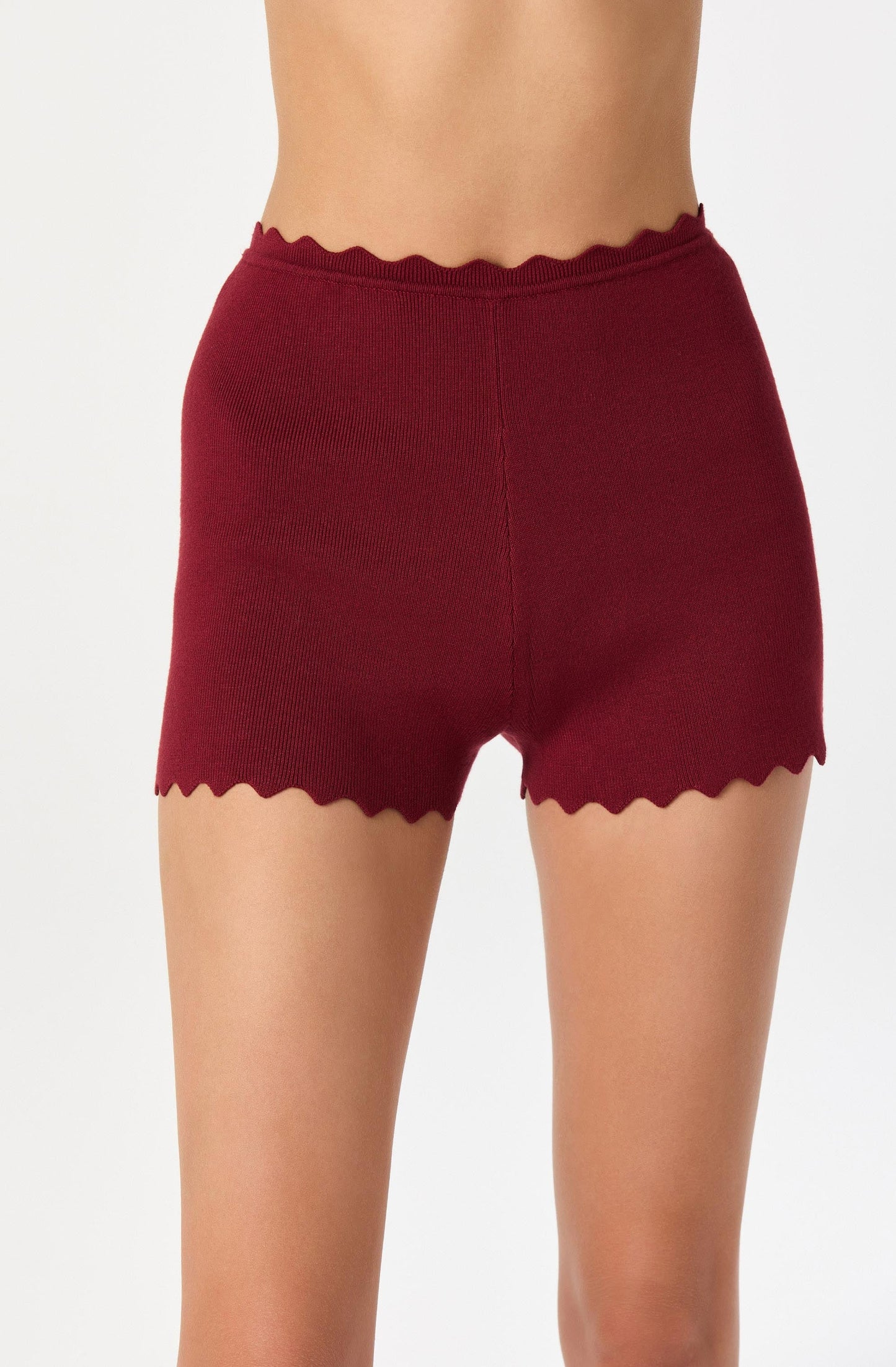 Scalloped Trim Sweater Shorts