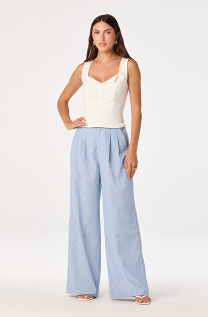 Linsey Striped Wide Leg Linen Pants