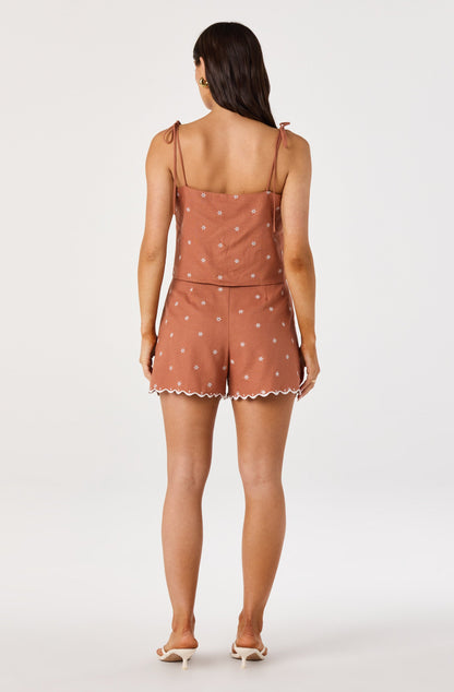 Justina Eyelet Scalloped Hem Shorts