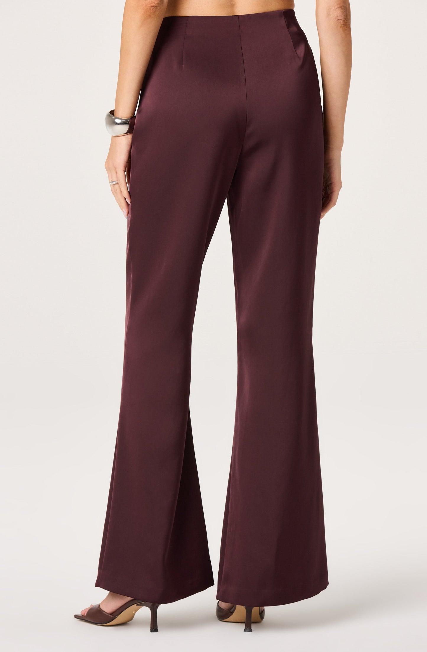 Keona Satin High-Rise Flared Pants