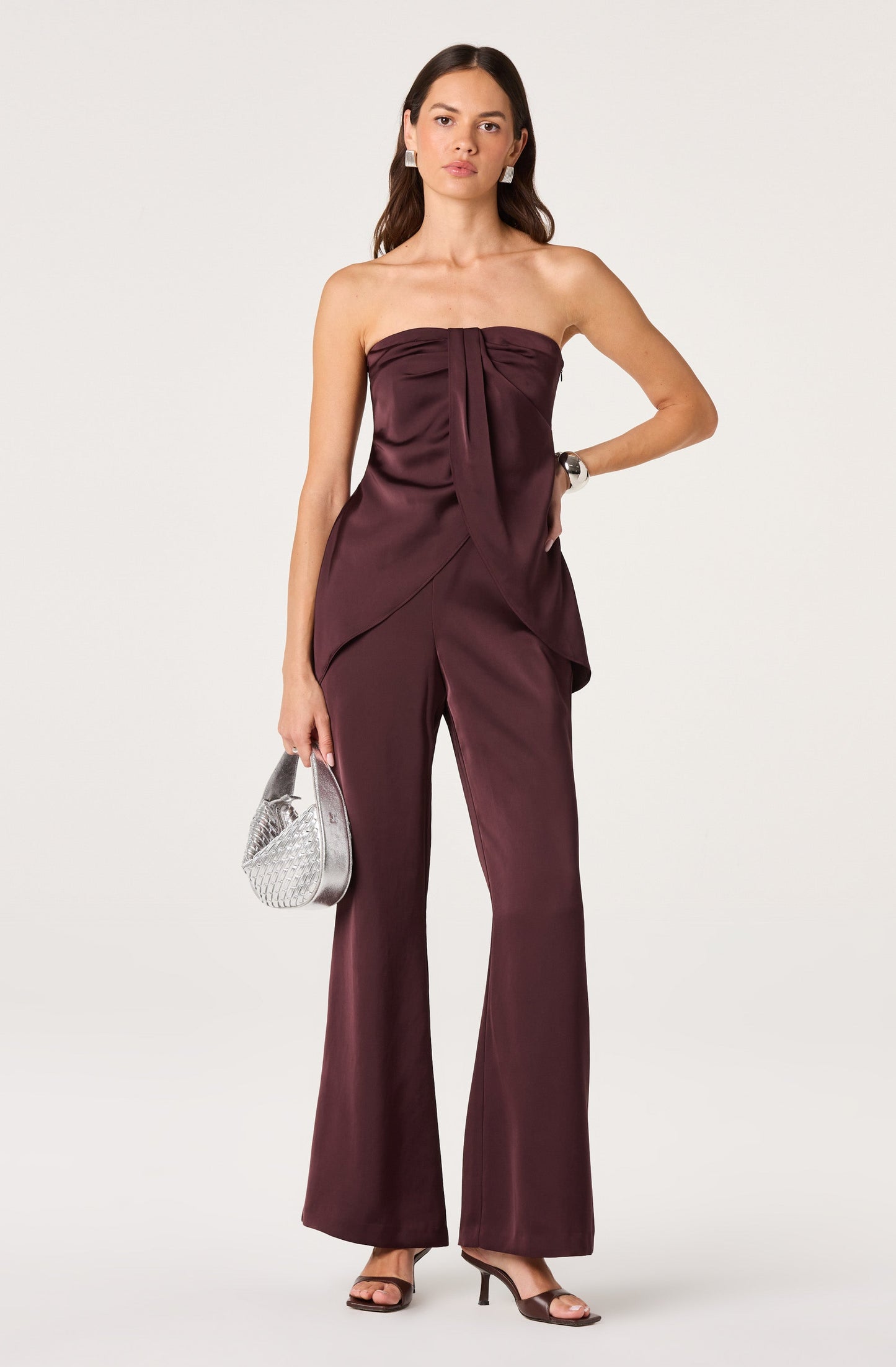 Keona Satin High-Rise Flared Pants