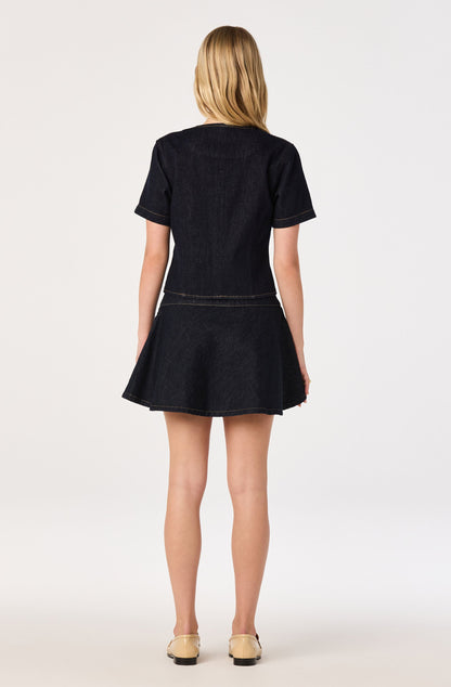 Lennon Flared Denim Mini Skirt
