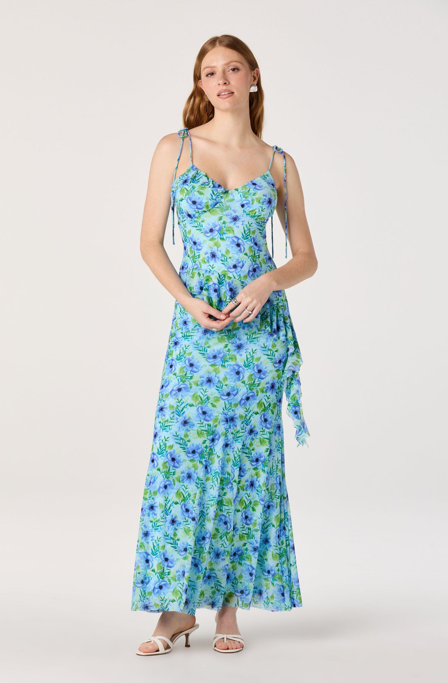 Mejra Floral Godet Knit Midi Skirt