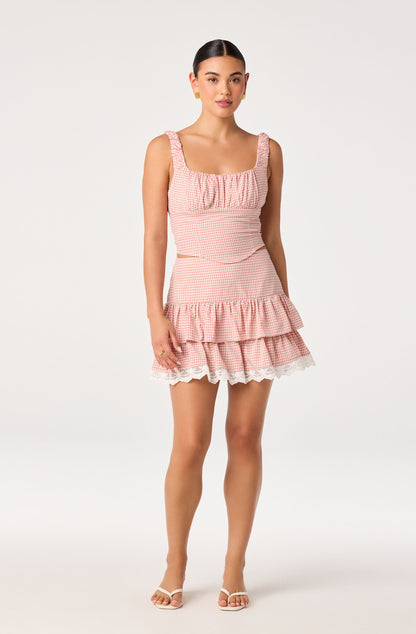 Penny Gingham Ruffle Mini Skirt