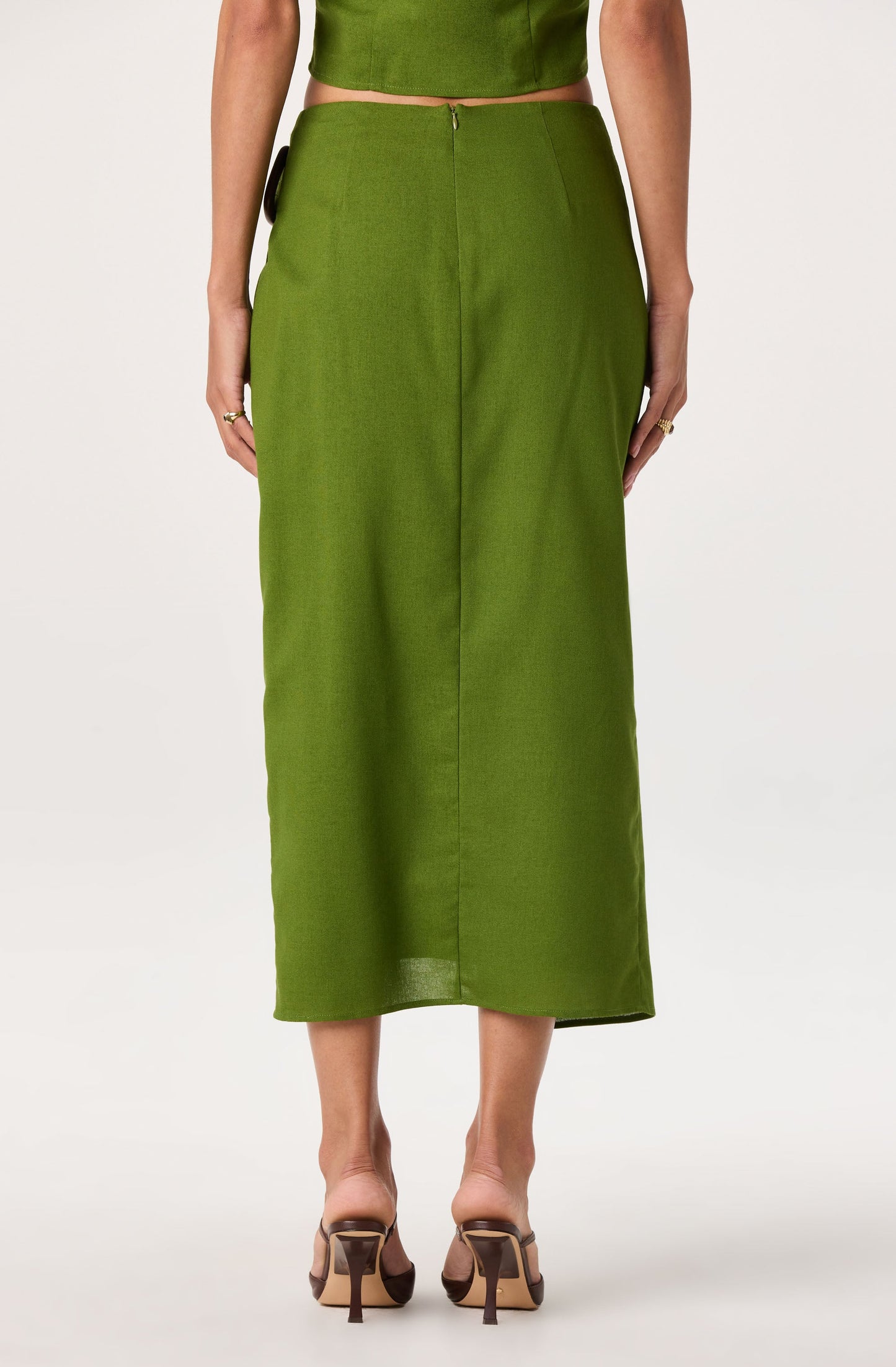 Onyx Faux Wrap Midi Skirt