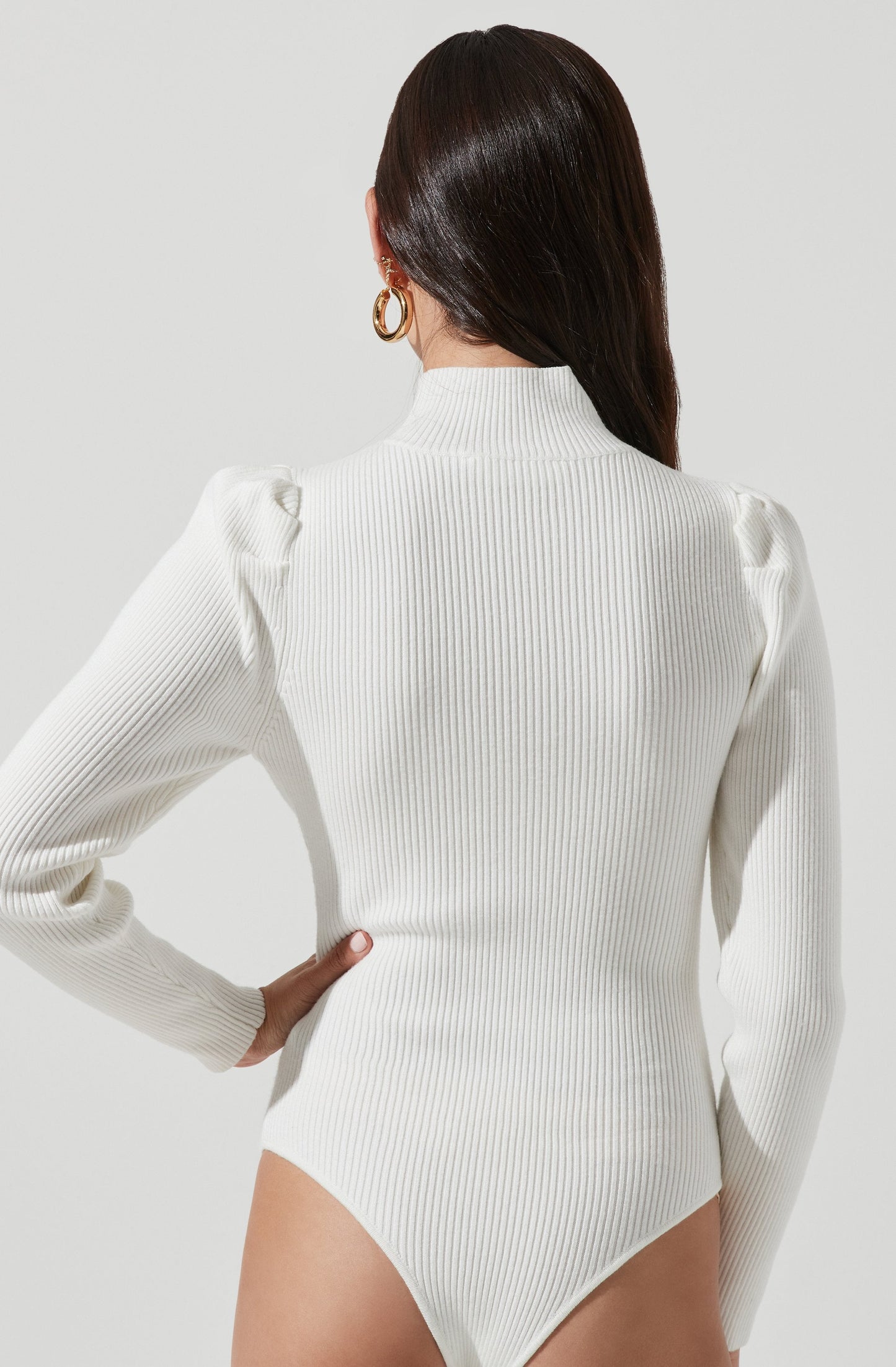 Front Cutout Long Sleeve Sweater Bodysuit