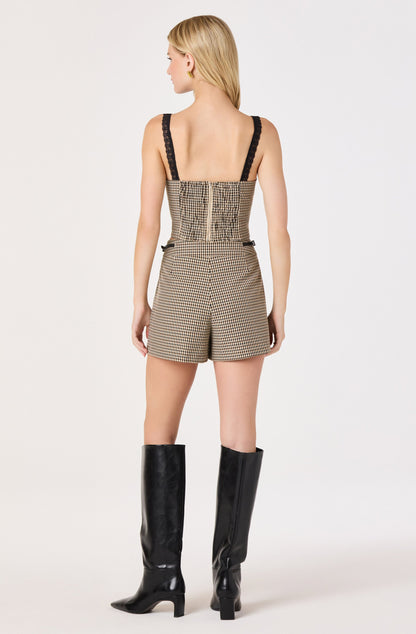 Gingham Lace Trim Bustier Top