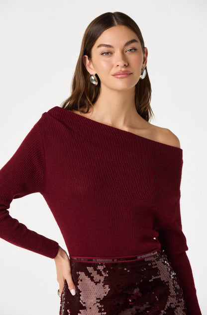 One Shoulder Ribbed Knit Top