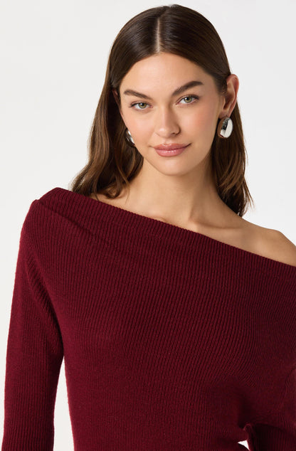 One Shoulder Ribbed Knit Top