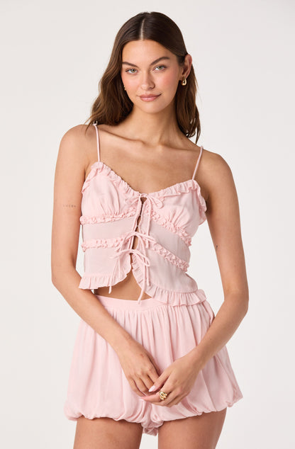 Kailey Ruffle Tie-Front Cropped Top