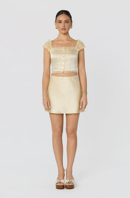 Elliana Lace Sleeve Satin Top
