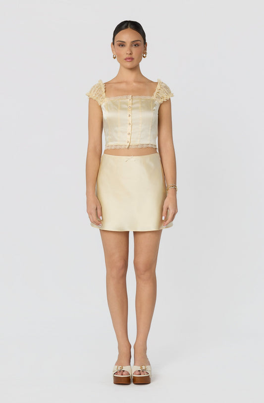 Elliana Lace Sleeve Satin Top