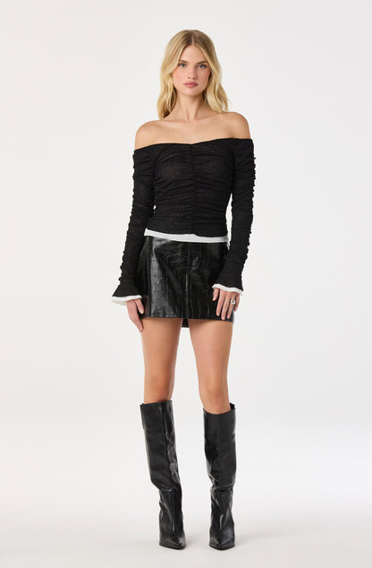 Ruched Layered Off Shoulder Top