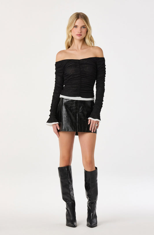 Ruched Layered Off Shoulder Top