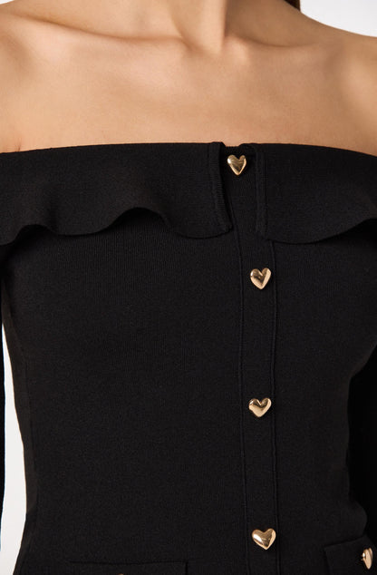 Off Shoulder Foldover Ruffle Sweater
