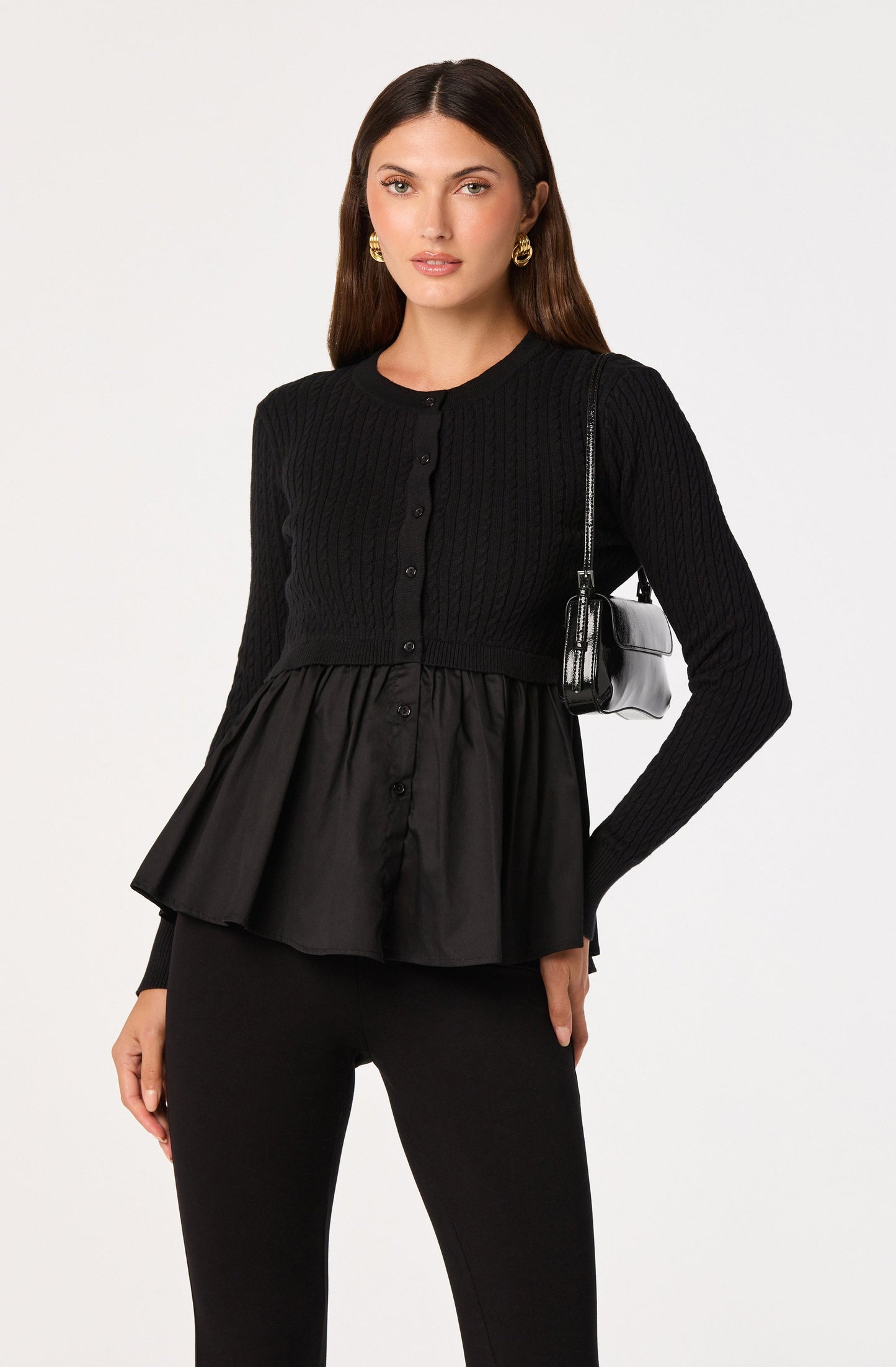 Mixed Media Peplum Top