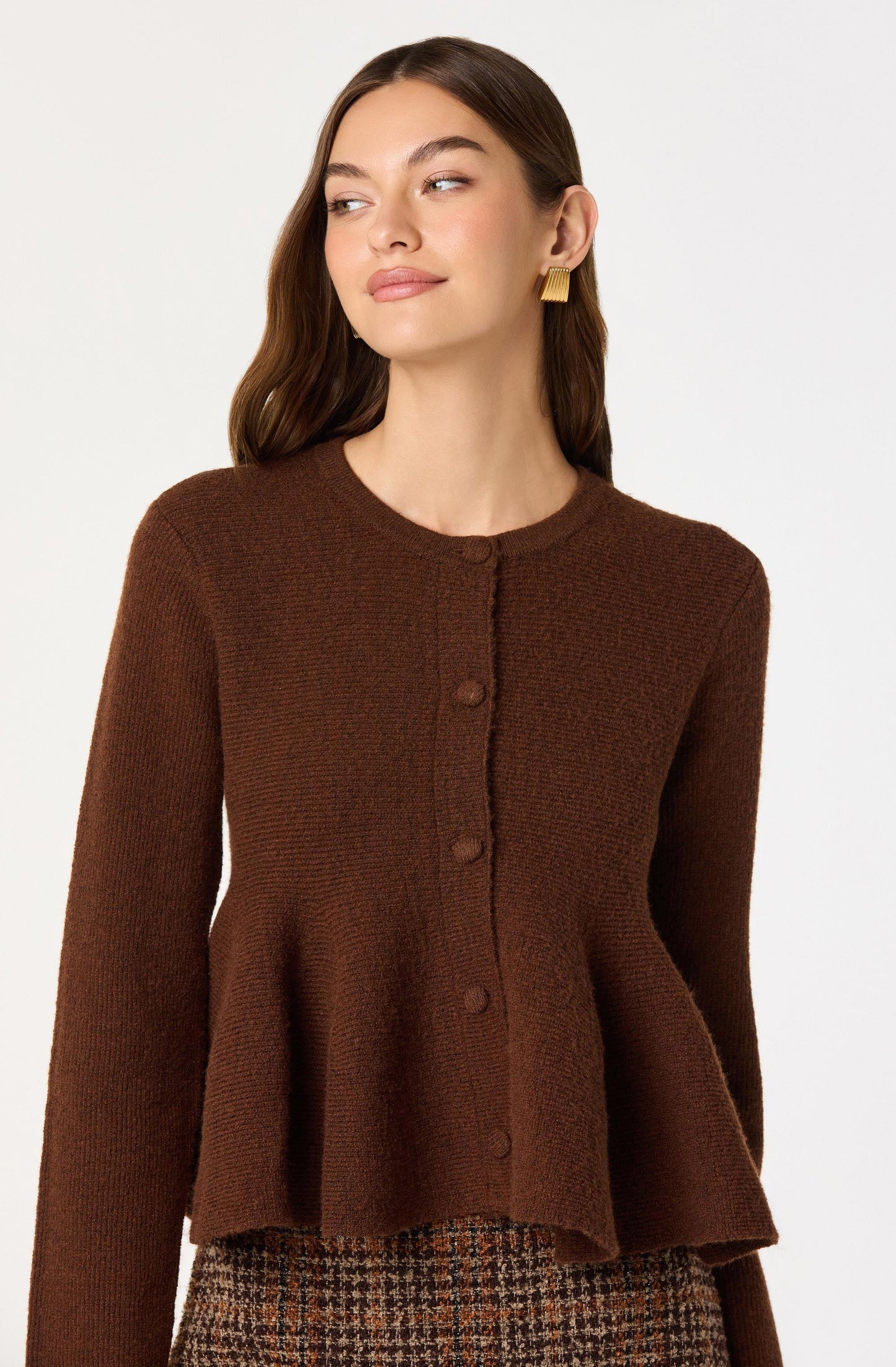 Swing Hem Peplum Cardigan