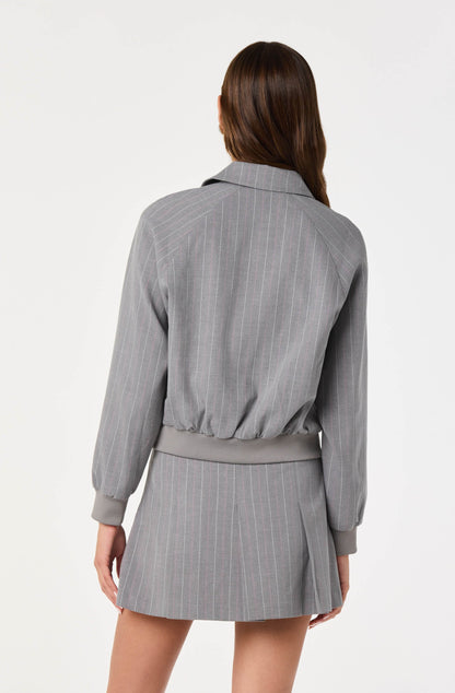 Pinstripe Collared Bomber Jacket