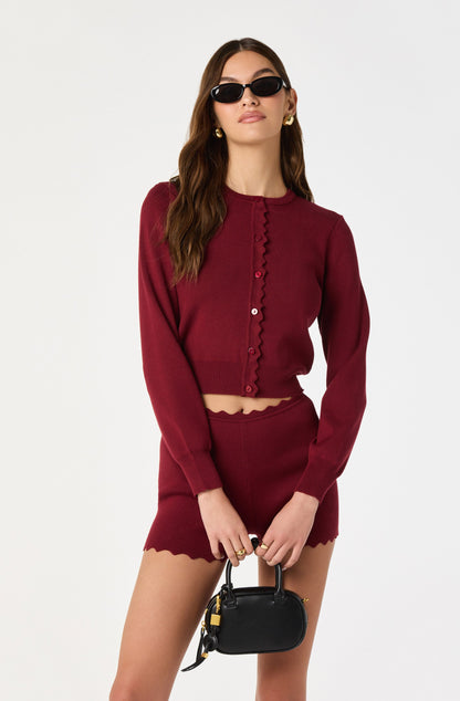 Scalloped Crewneck Cardigan