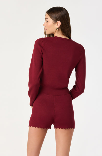 Scalloped Crewneck Cardigan