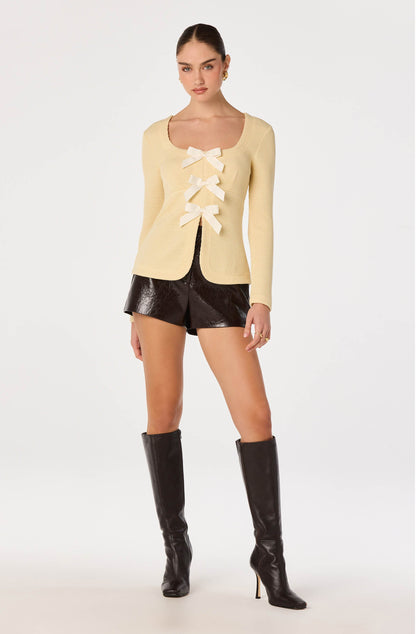 Textured Bow Flyaway Top