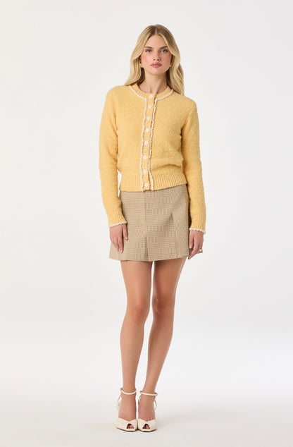 Contrast Stitch Textured Cardigan
