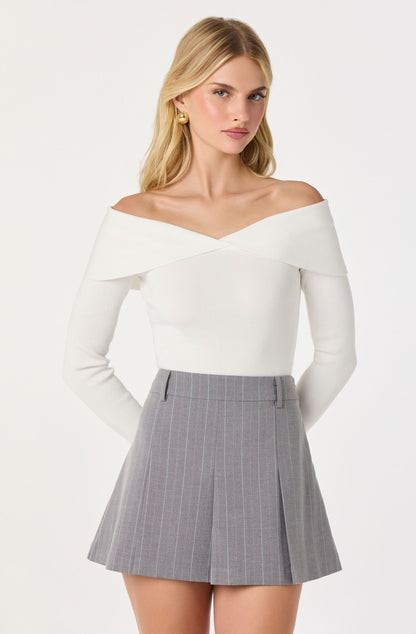 Ribbed Off Shoulder Long Sleeve Sweater