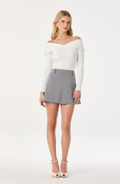 Ribbed Off Shoulder Long Sleeve Sweater