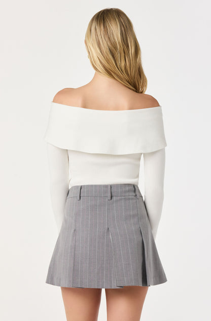 Ribbed Off Shoulder Long Sleeve Sweater