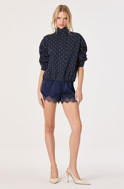 Cooper Polka Dot Funnel Neck Bomber Jacket