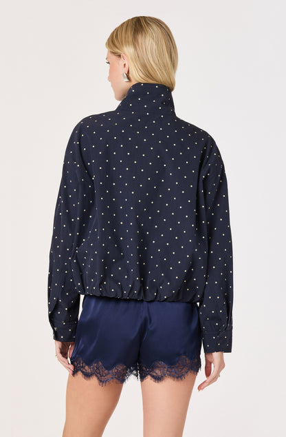 Cooper Polka Dot Funnel Neck Bomber Jacket