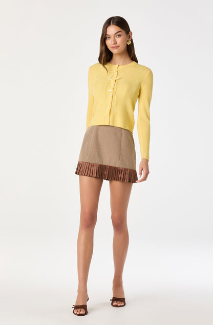 Ribbed Bow Adorned Cardigan