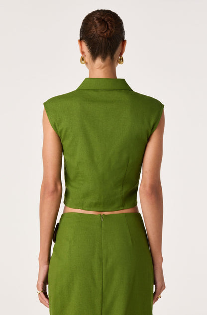 Onyx Collared Sleeveless Crop Top