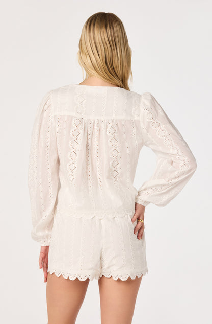 Leah Eyelet Tie-Front Top