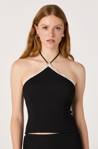 Milana Lace Trim Halter Top