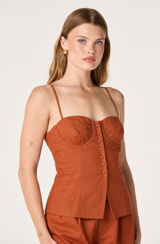 Koda Linen Bustier Crop Top