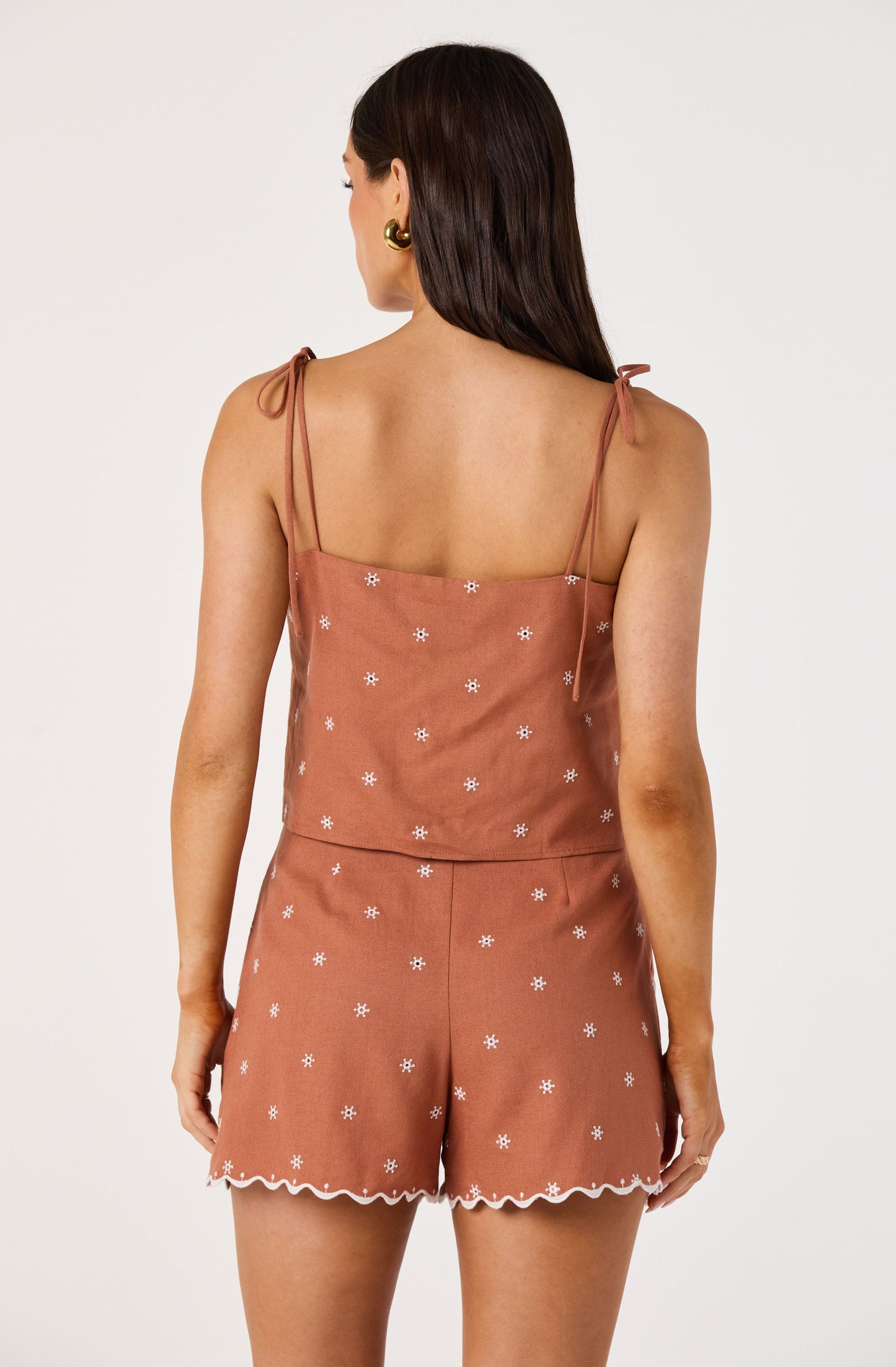 Justina Eyelet Scalloped Crop Tank