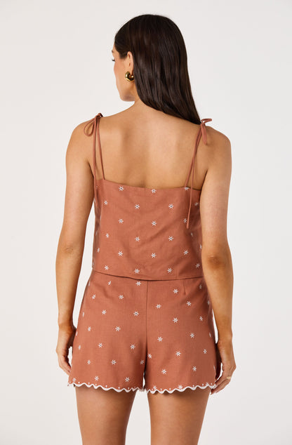 Justina Eyelet Scalloped Crop Tank
