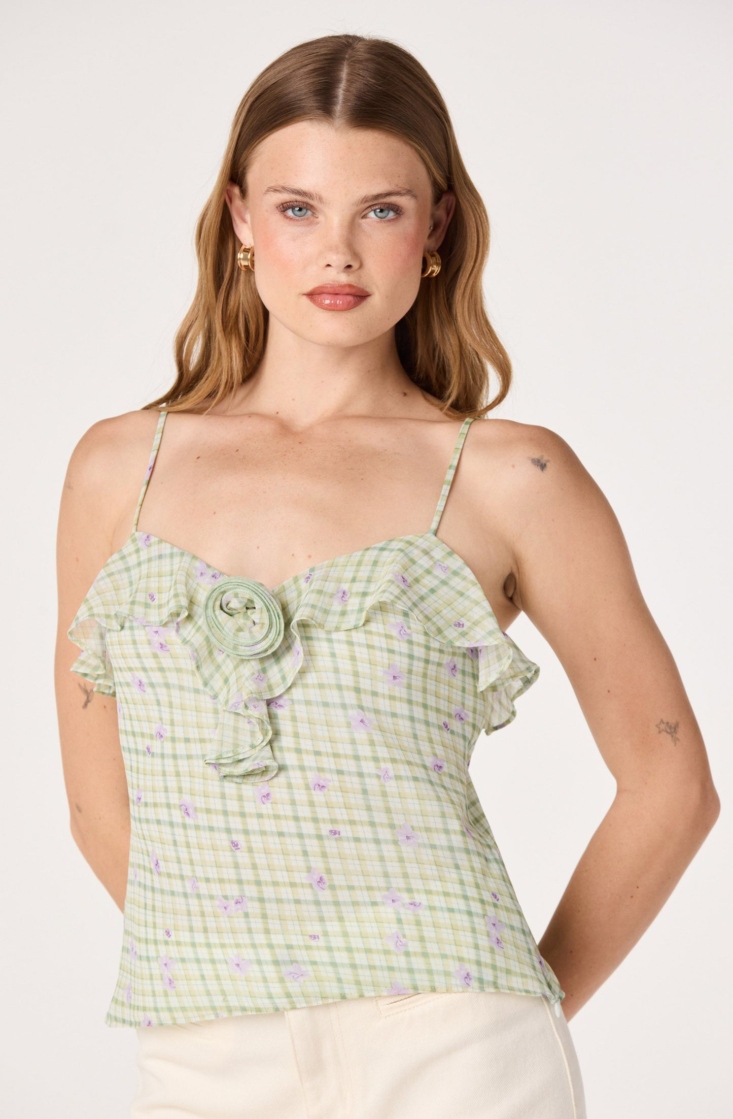 Gianna Rosette Ruffle Sweetheart Tank
