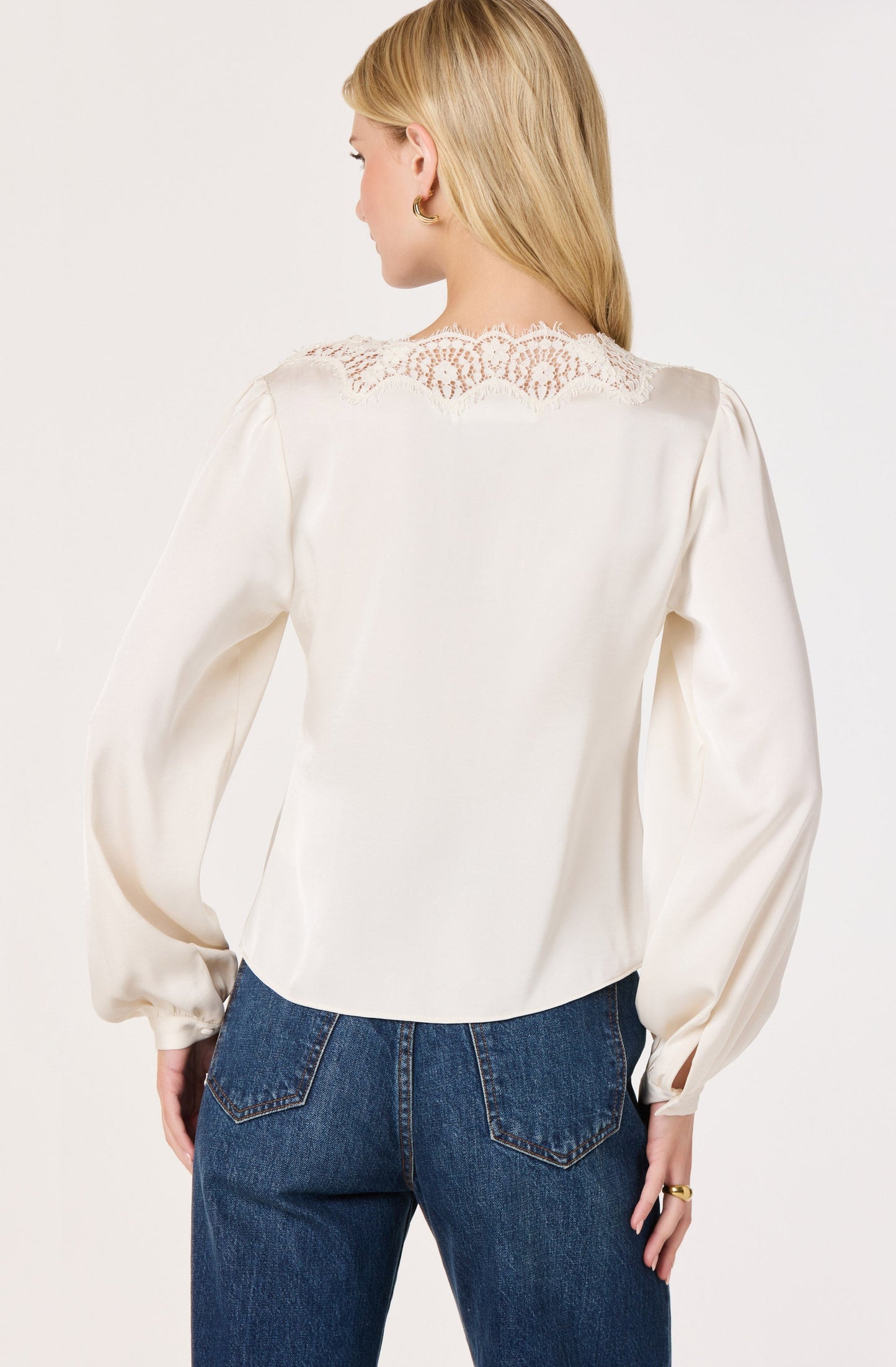 Benoîte Lace Trim Satin Blouse