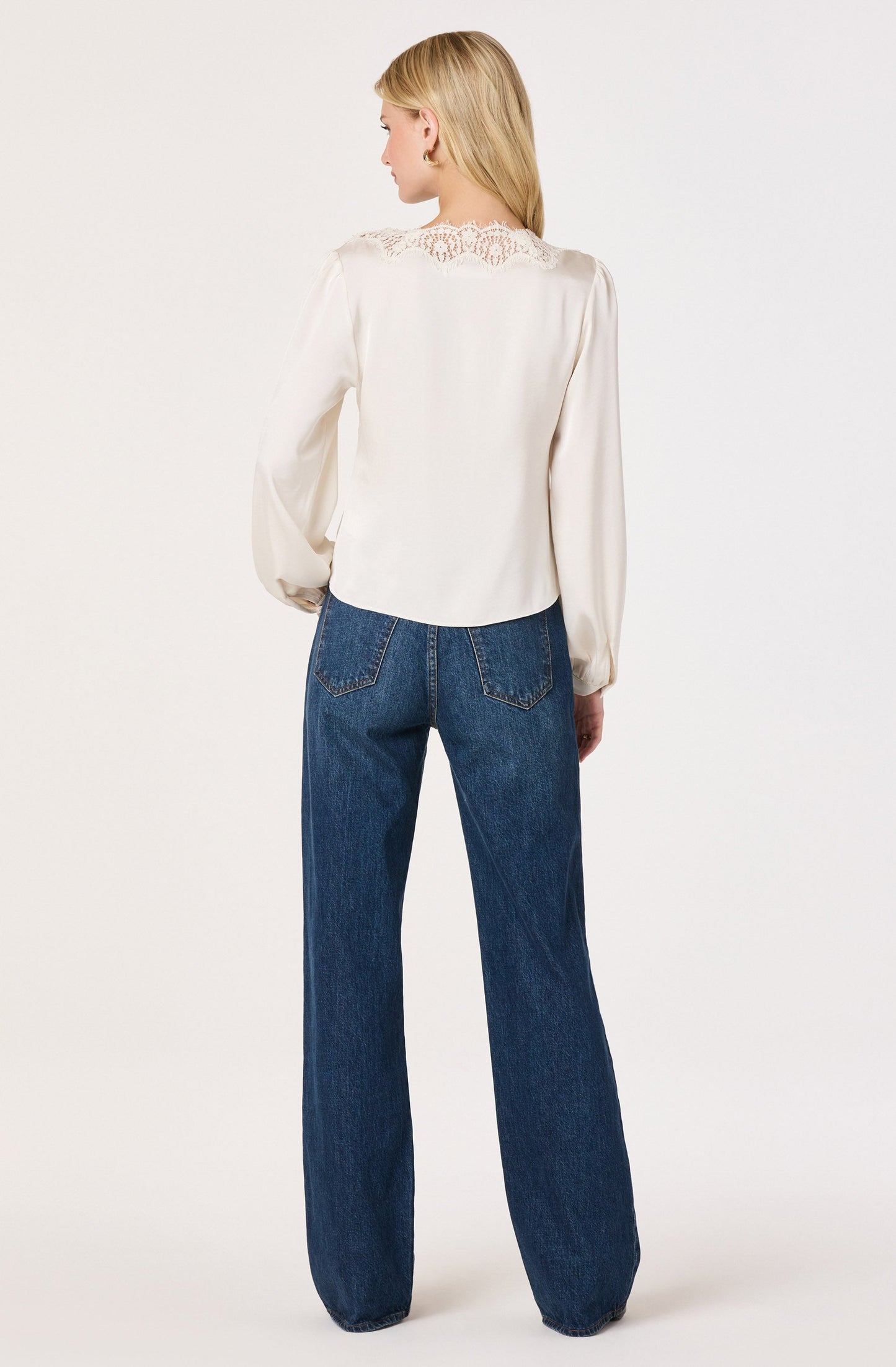Benoîte Lace Trim Satin Blouse