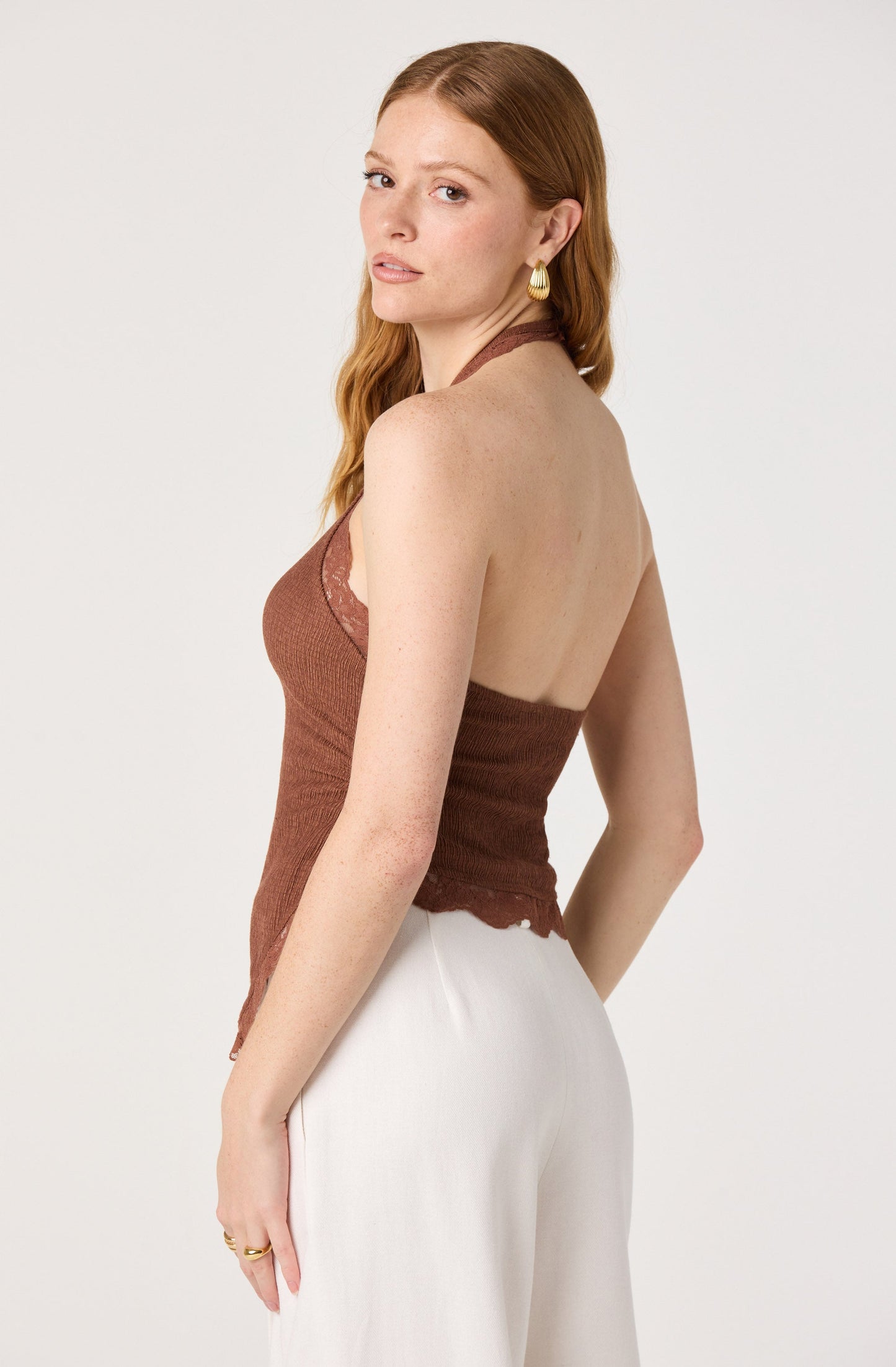 Zoe Lace Trim Halter Top