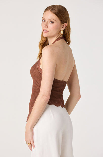 Zoe Lace Trim Halter Top