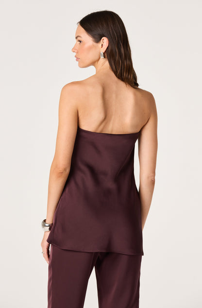 Keona Satin Faux Wrap Strapless Top