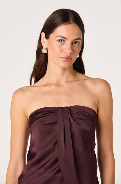 Keona Satin Faux Wrap Strapless Top