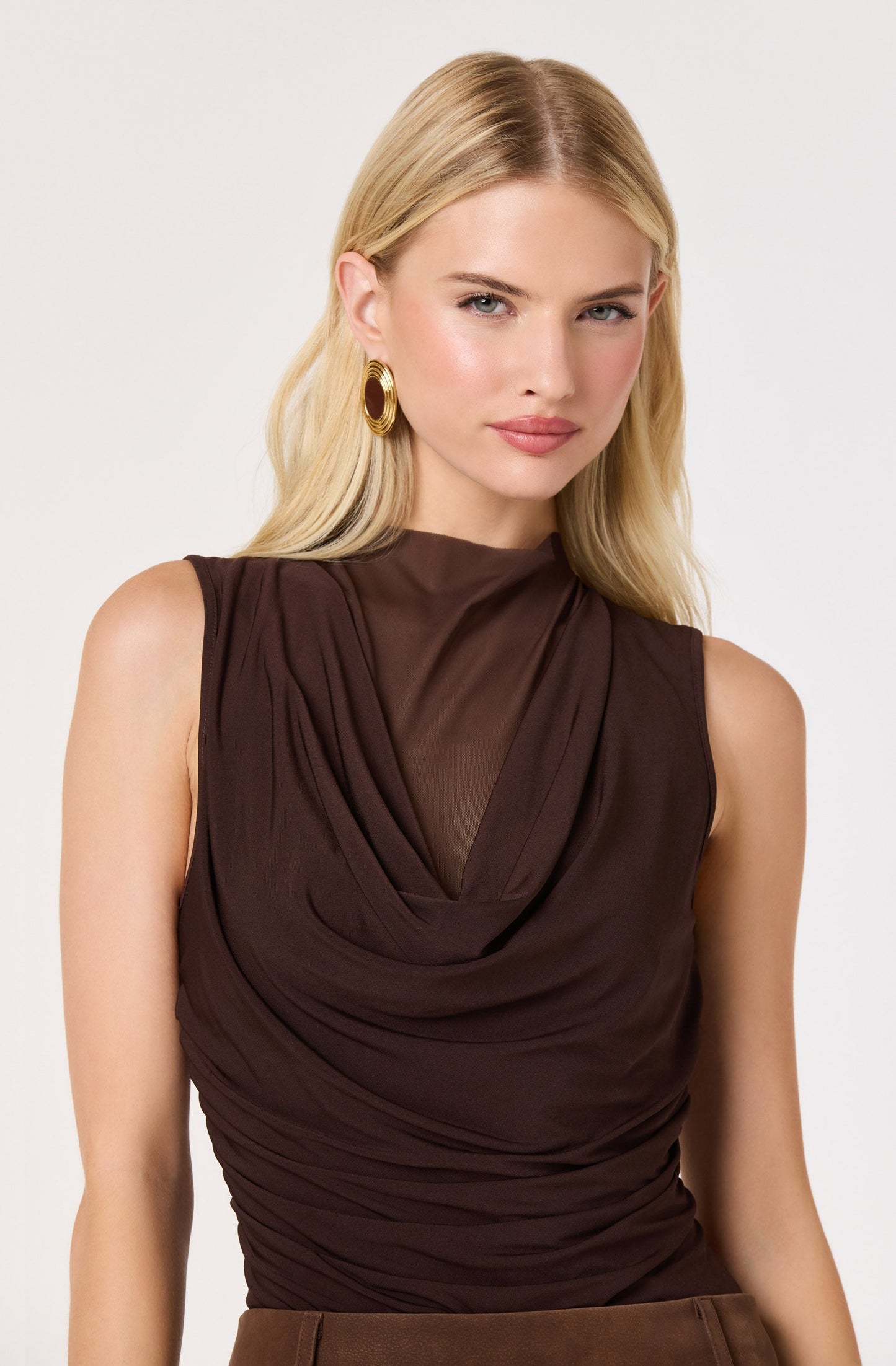Shaina Layered Mesh Cowl Neck Top