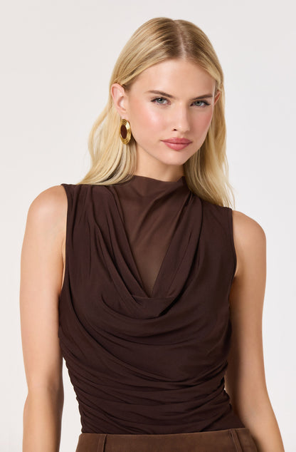 Shaina Layered Mesh Cowl Neck Top