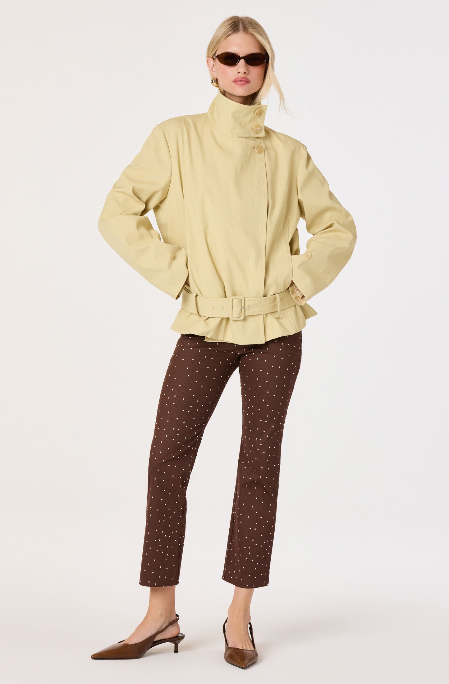 Theo Funnel Collar Belted Jacket